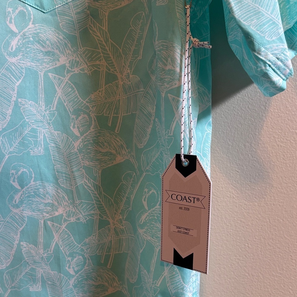 Aqua Patterned Short Sleeve Shirt - Picture 3 of 4
